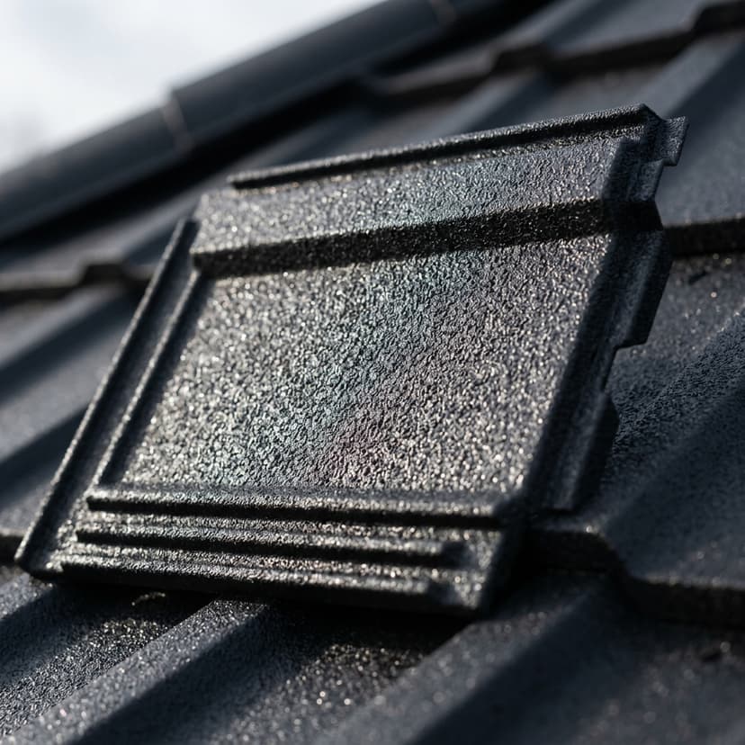 PV-Dachziegel eingebaut auf Dach – Makroaufnahme